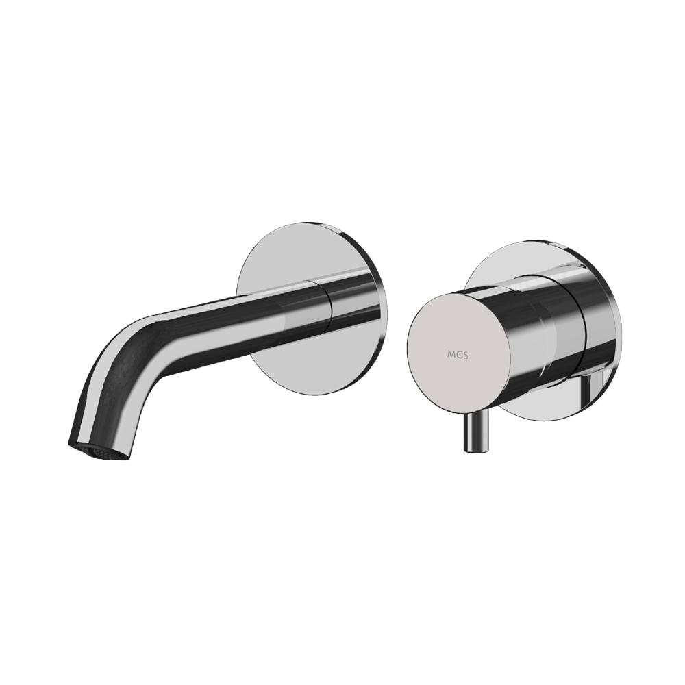 MGS Bagno Minimal Short Two hole Stainless Steel Wall mount Basin Faucet