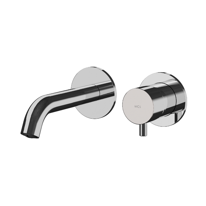 MGS Bagno Minimal Short Two hole Stainless Steel Wall mount Basin Faucet