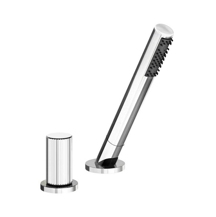 Franz Viegener Lollipop Deck Mounted Roman Diverter Valve Vertical Lines Cylinder Handle And Handshower Assembly