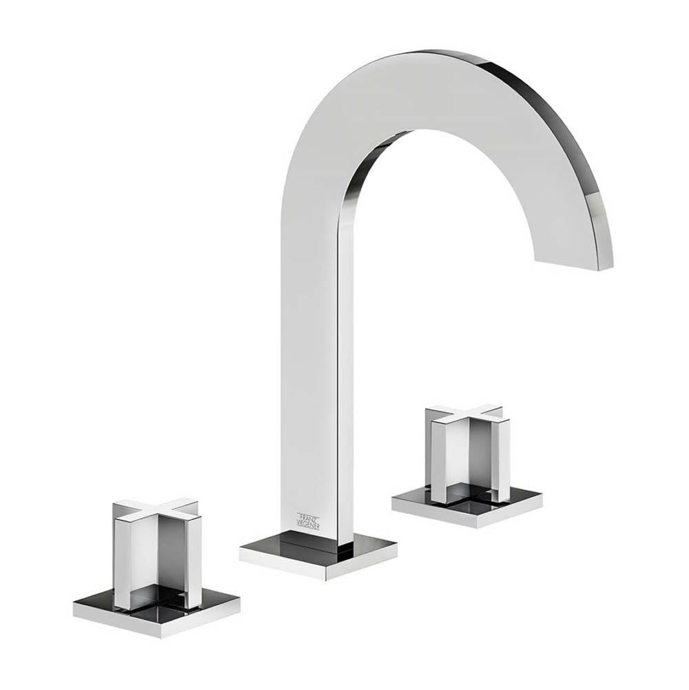 Franz Viegener Edge Cross Widespread Lavatory Faucet With Push Down Pop Up Drain Assembly