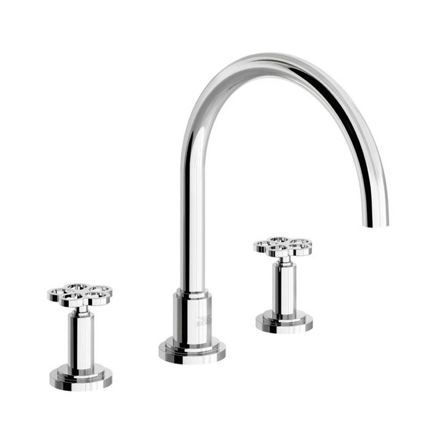Franz Viegener Deck Mounted Roman Bath Faucet 3/4" Valves Brushed Brass ...