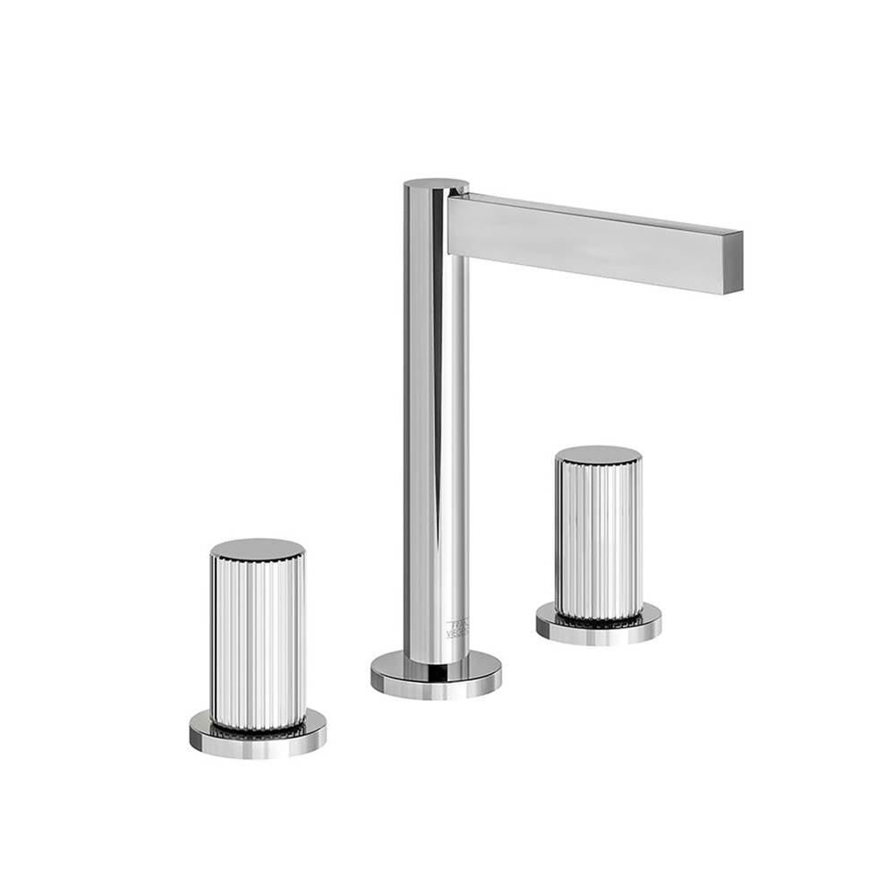 Franz Viegener Lollipop Widespread Lavatory Faucet Vertical Lines Cylinder Handle With Pop Up Drain Assembly