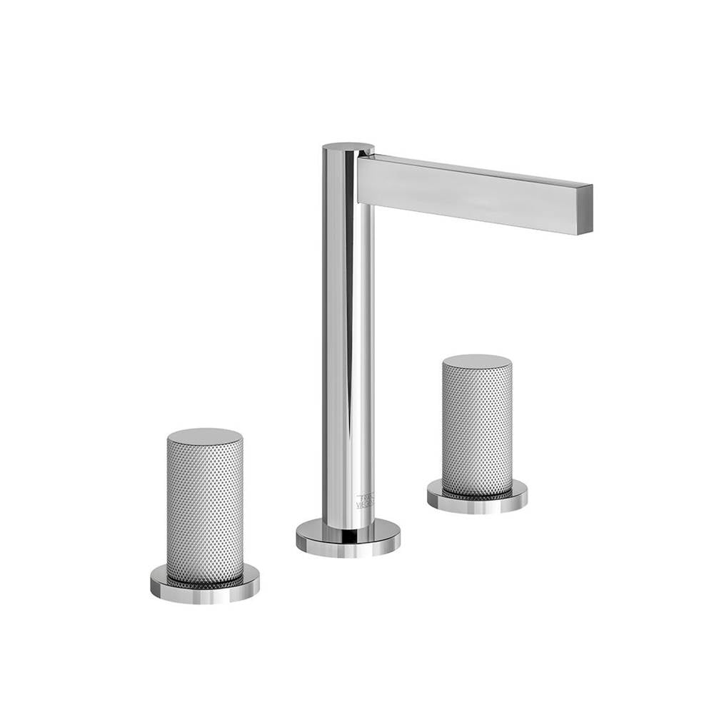 Franz Viegener Lollipop Widespread Lavatory Faucet Knurling Cylinder Handle With Pop Up Drain Assembly
