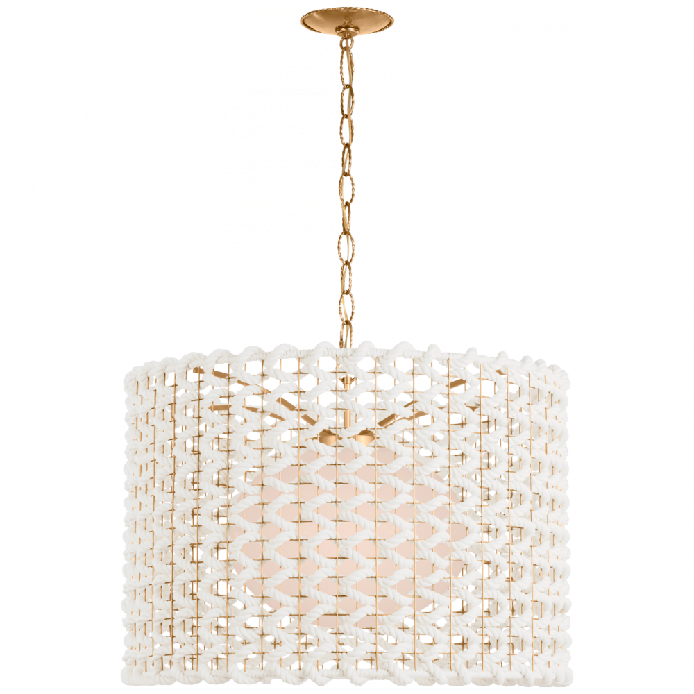 Visual Comfort Signature Catania Woven Pendant in Antique Burnished Brass