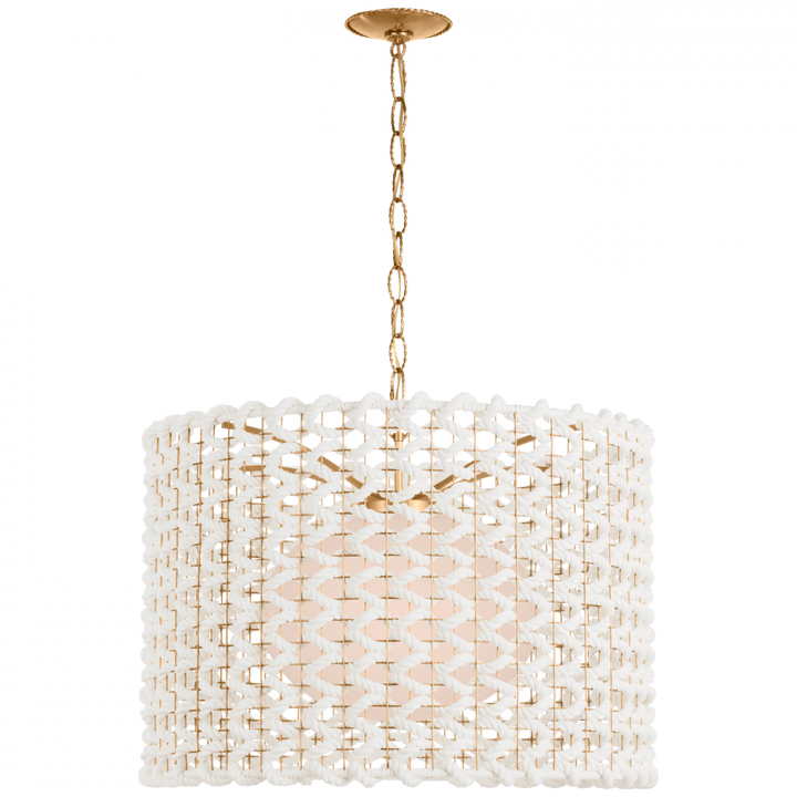Visual Comfort Signature Catania Woven Pendant in Antique Burnished Brass