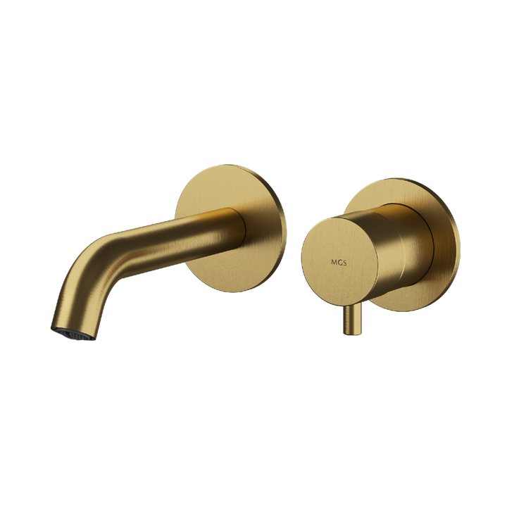 MGS Bagno Minimal Short Two hole Stainless Steel Wall mount Basin Faucet