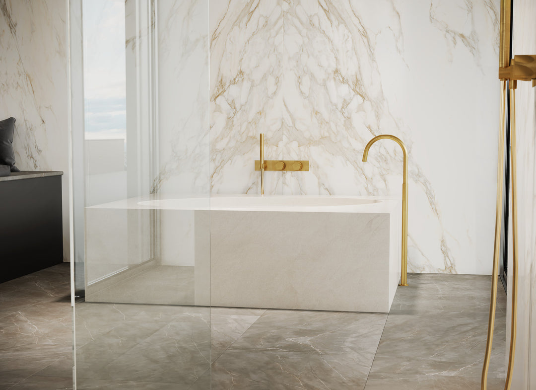 MGS Bagno Penta Stainless Steel Thermostatic Trim with Three way Diverter and Volume Control