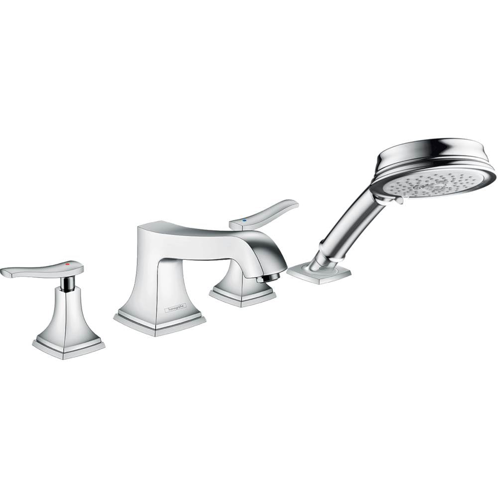 Hansgrohe Metropol Classic 4-Hole Roman Tub Set Trim with Lever Handles and 1.8 GPM Handshower