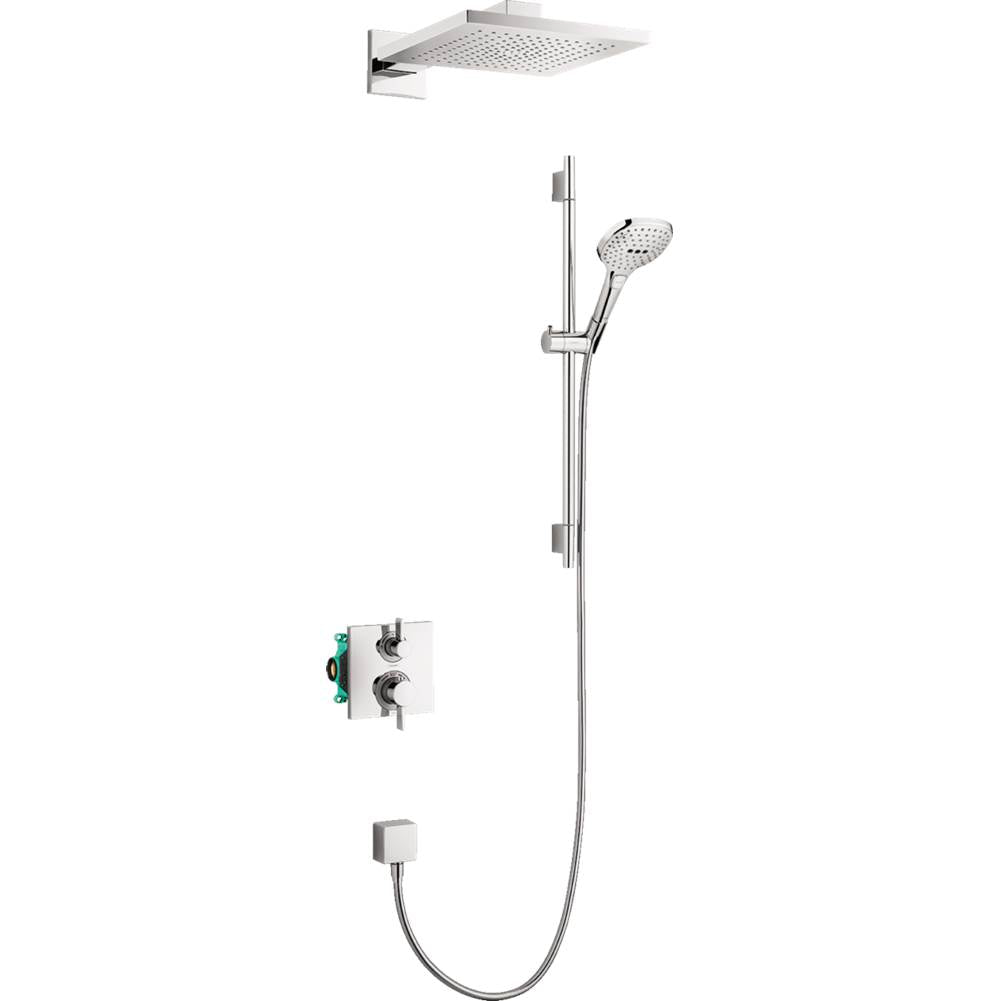 Hansgrohe Raindance E Thermostatic Showerhead/Wallbar Set with Rough 2.0 GPM