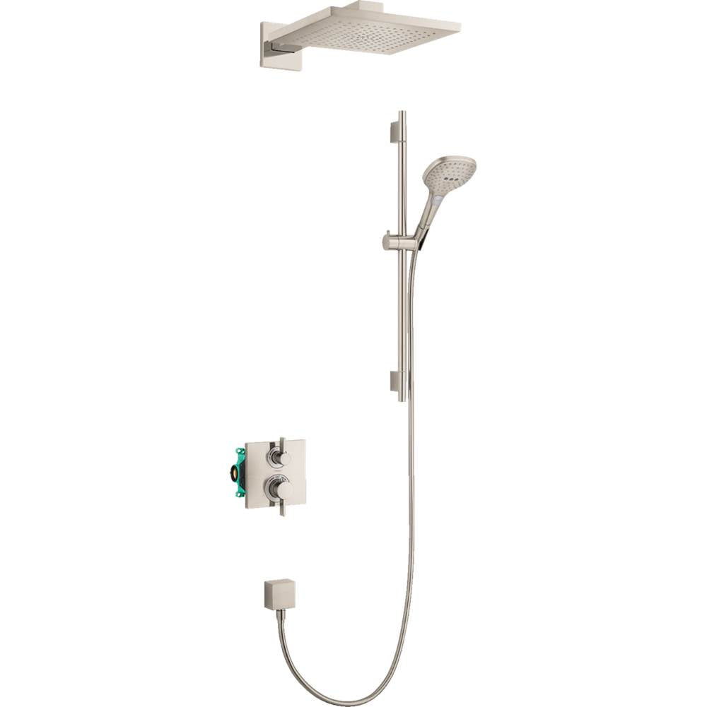 Hansgrohe Raindance E Thermostatic Showerhead/Wallbar Set with Rough 2.0 GPM