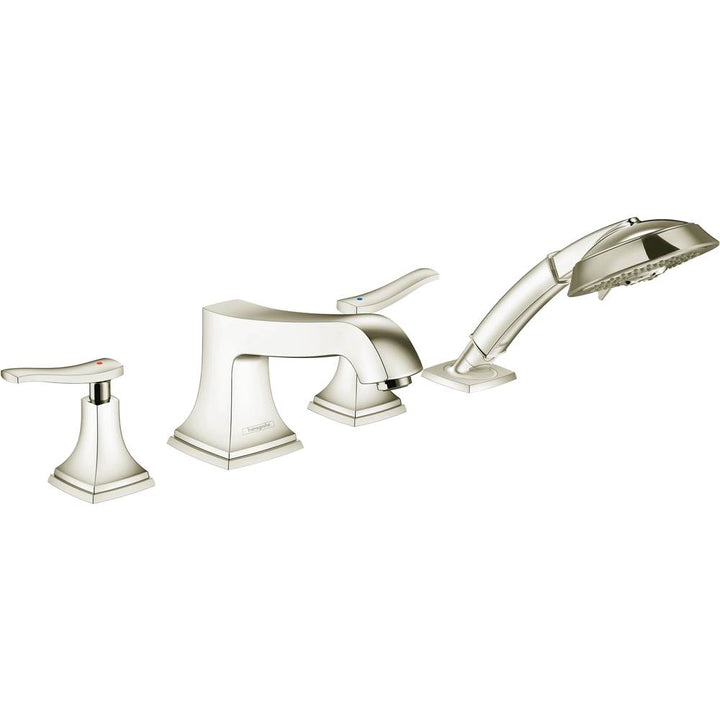 Hansgrohe Metropol Classic 4-Hole Roman Tub Set Trim with Lever Handles and 1.8 GPM Handshower