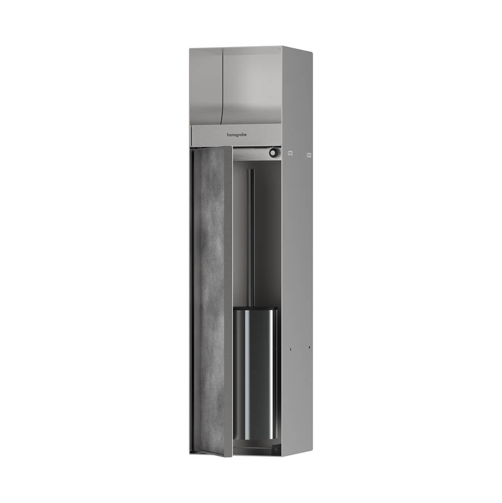 Hansgrohe XtraStoris Rock Recessed Toilet Brush Holder with Toilet Paper Holder  Tileable Door
