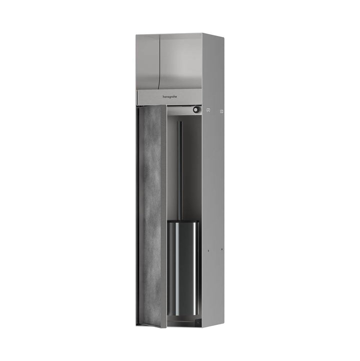 Hansgrohe XtraStoris Rock Recessed Toilet Brush Holder with Toilet Paper Holder  Tileable Door