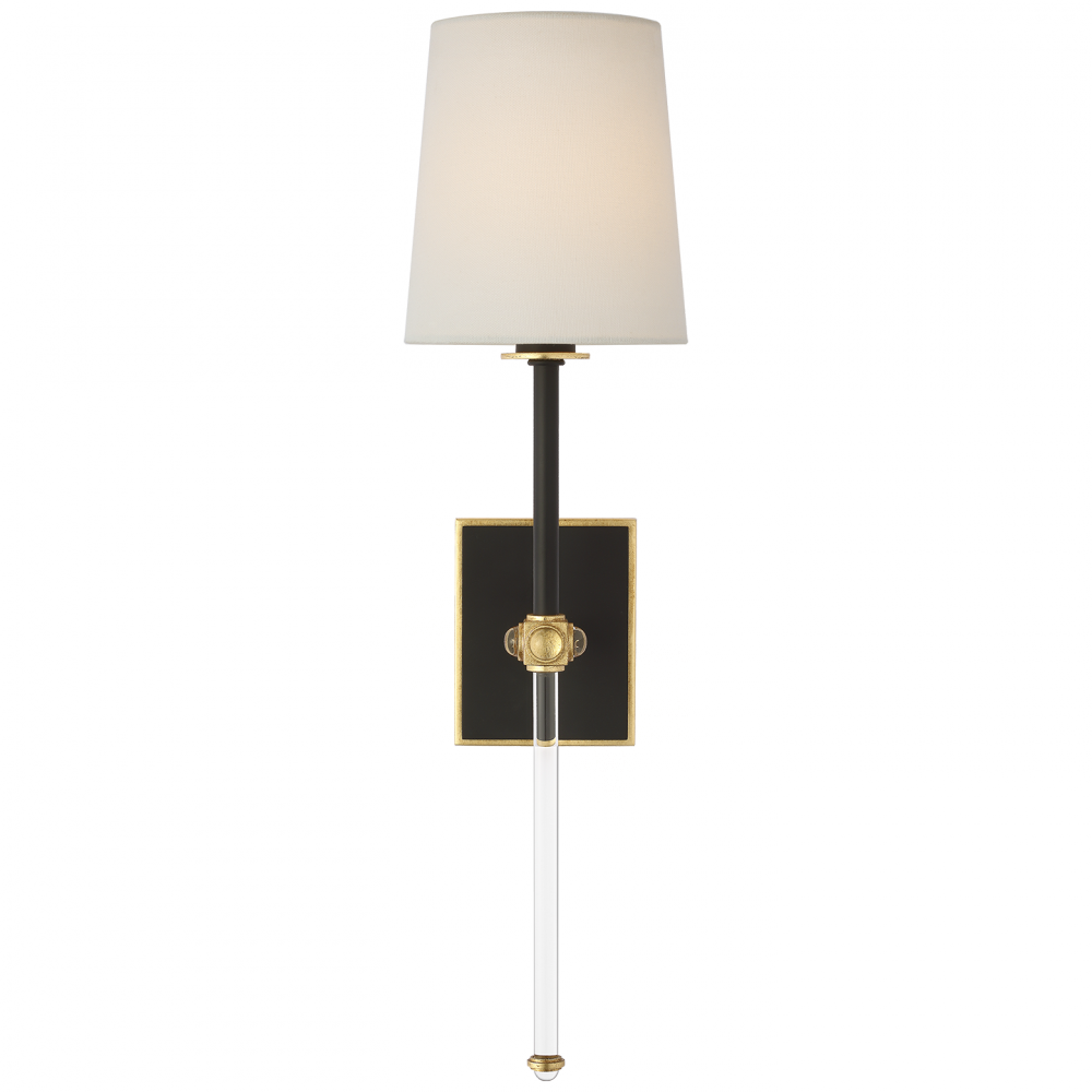 Visual Comfort Signature Lucia Cordless Wall Sconce in Matte Black and Crystal