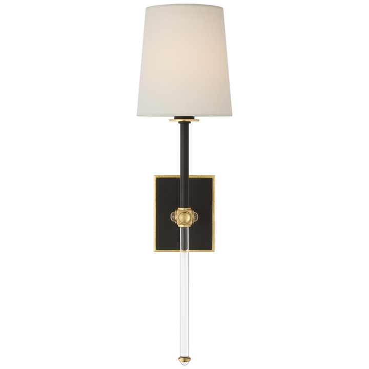 Visual Comfort Signature Lucia Cordless Wall Sconce in Matte Black and Crystal
