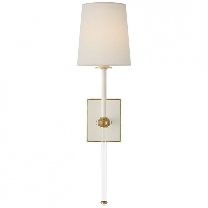 Visual Comfort Signature Lucia Cordless Wall Sconce in Matte White and Crystal