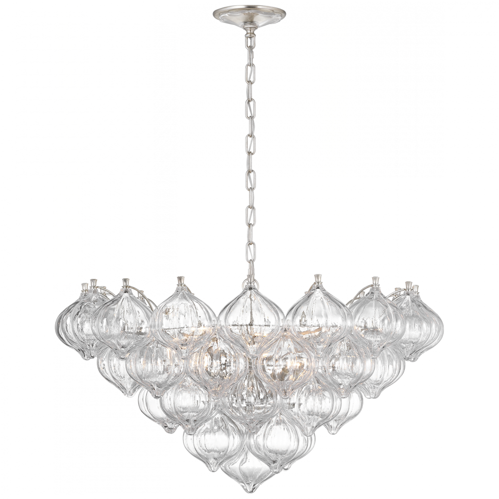 Visual Comfort Signature Caselli Chandelier in Burnished Silver Leaf