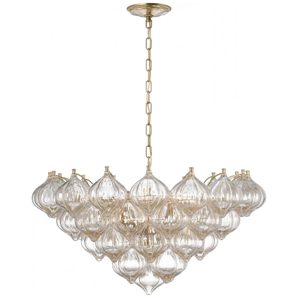 Visual Comfort Signature Caselli Chandelier in Hand-Rubbed Antique Brass