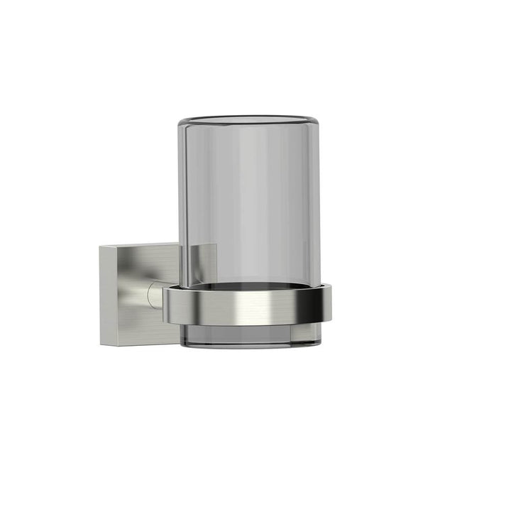 Kartners Madrid Wall Mounted Bathroom Tumbler Cup & Toothbrush Holder with Frosted Glass