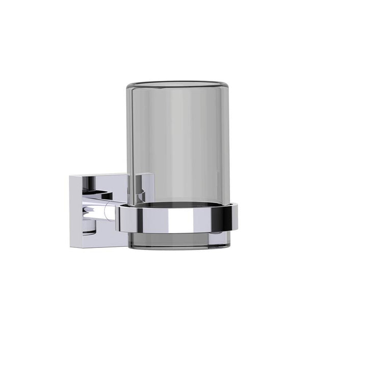 Kartners Madrid Wall Mounted Bathroom Tumbler Cup & Toothbrush Holder with Frosted Glass