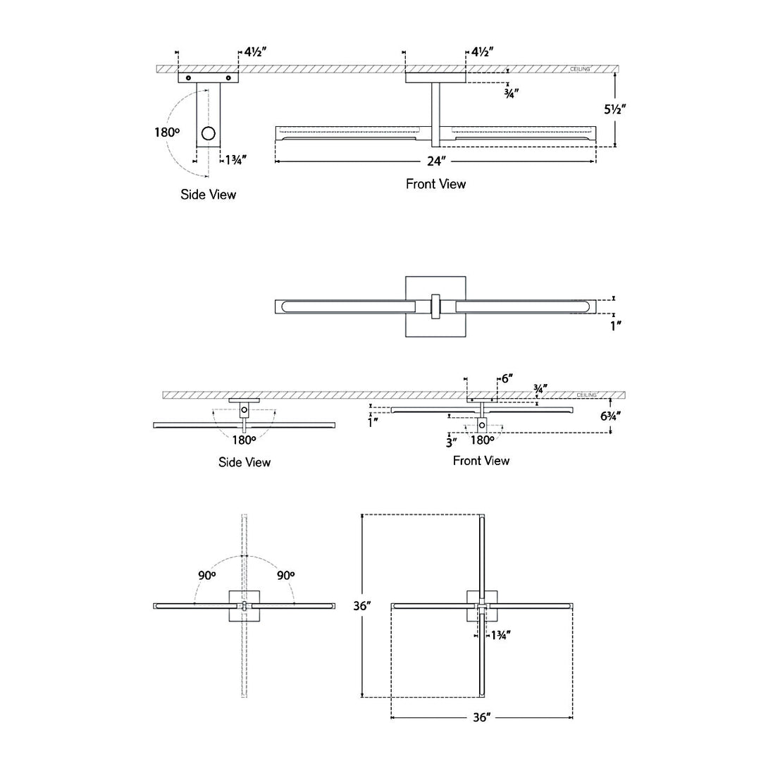 Visual Comfort Signature Axis Linear Semi Flush Ceiling Light