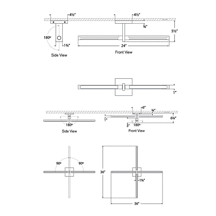 Visual Comfort Signature Axis Linear Semi Flush Ceiling Light