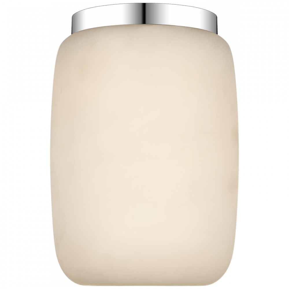 Visual Comfort Signature Formosa Elongated Ceiling Light in Alabaster and Polished Nickel