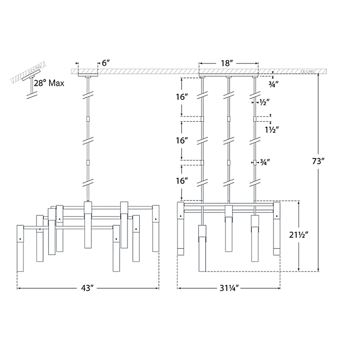 Visual Comfort Signature Covet Linear Chandelier