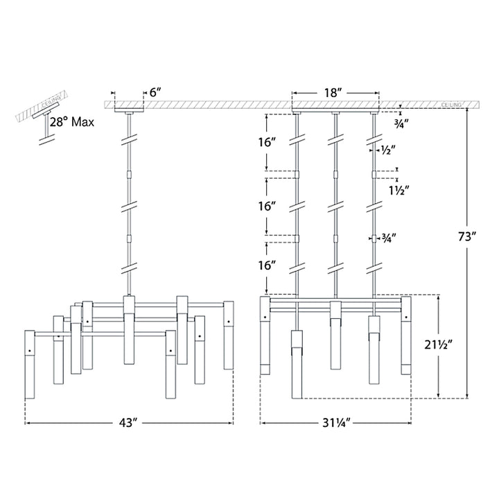 Visual Comfort Signature Covet Linear Chandelier