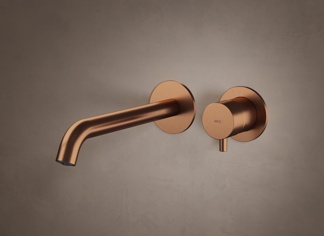 MGS Bagno Minimal Two hole Stainless Steel Wall mount Basin Faucet