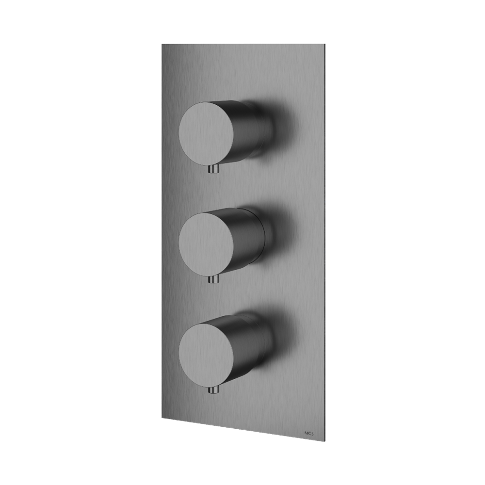 MGS Bagno Minimal Stainless Steel Thermostatic Trim with Two Volume Controls / Two way Diverters