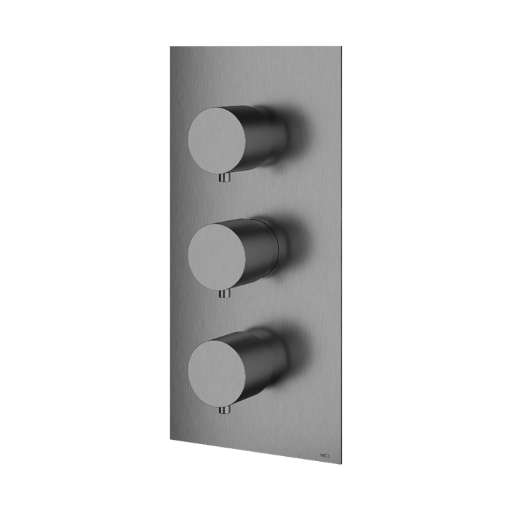 MGS Bagno Minimal Stainless Steel Thermostatic Trim with Two Volume Controls / Two way Diverters