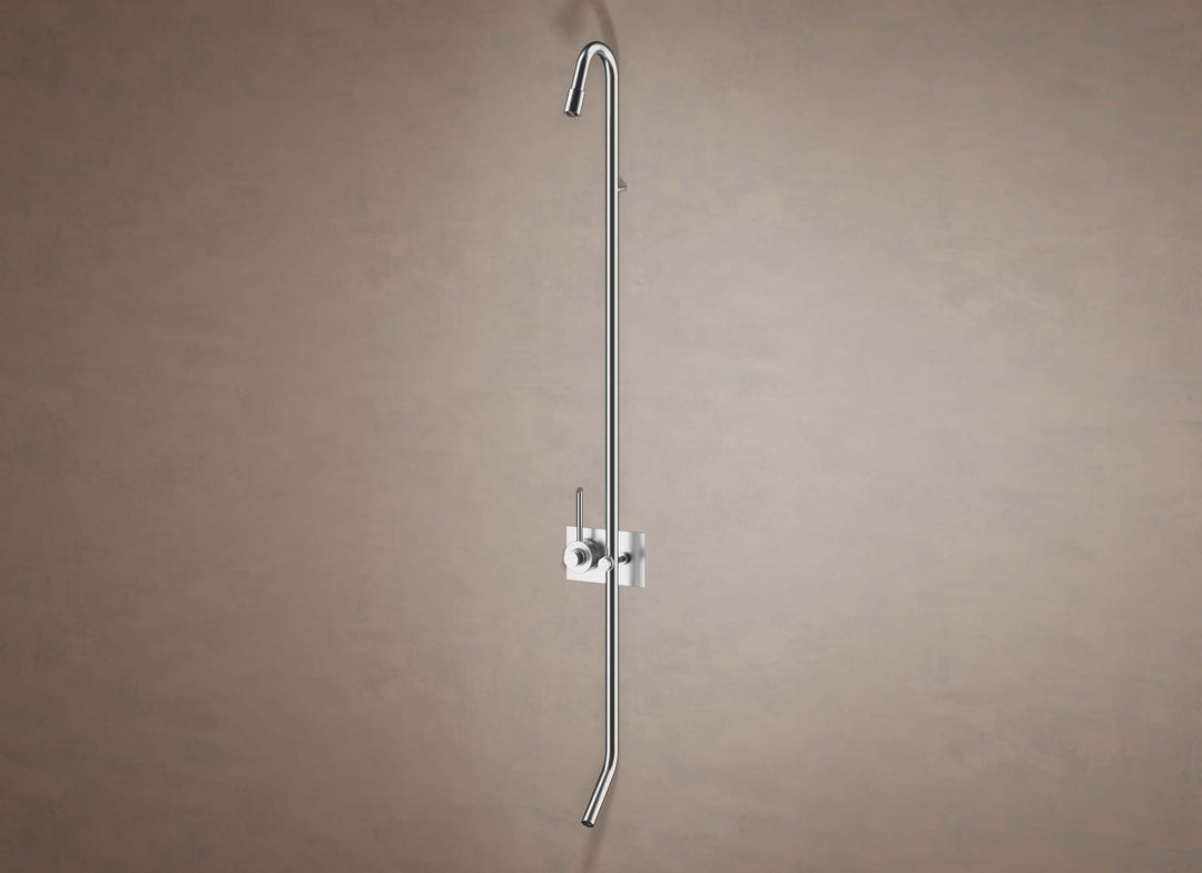 MGS Bagno Outdoor Stainless Steel Wall mount Thermostatic Shower with Foot Rinse