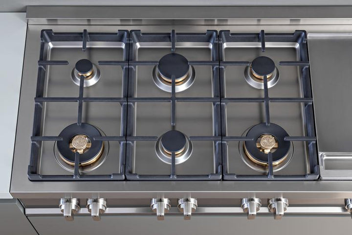 Bertazzoni Master Series Gas Rangetop 6 Brass Burners Plus Griddle 48"