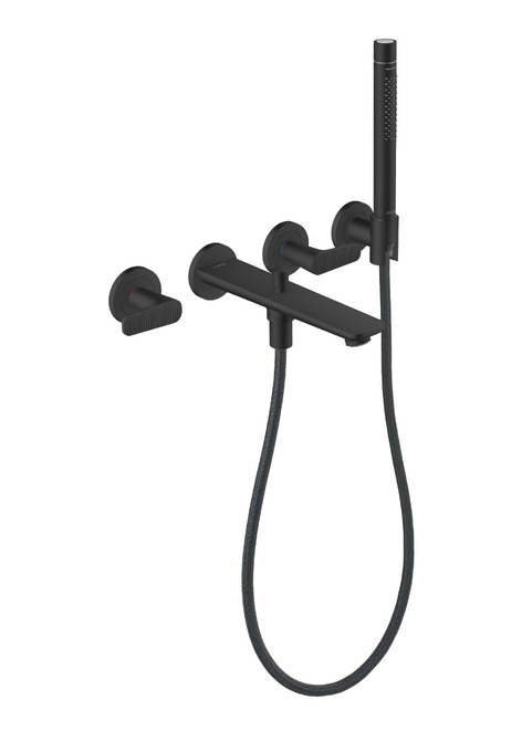 AXOR Citterio C 3-Hole Wall-Mounted Tub Filler with Handshower and Holder Cubic Cut