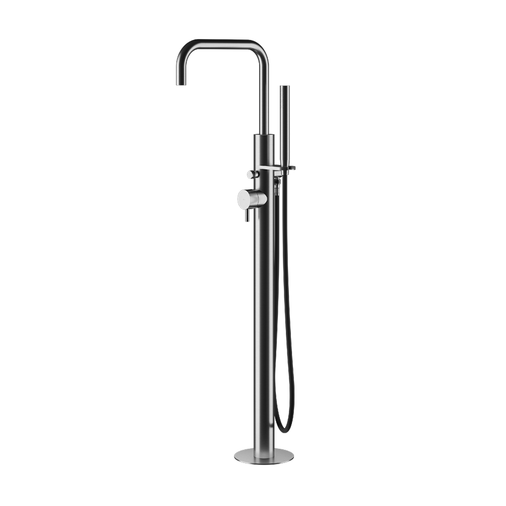 MGS Bagno Minimal Stainless Steel Floor mount Tub Spout with Handshower