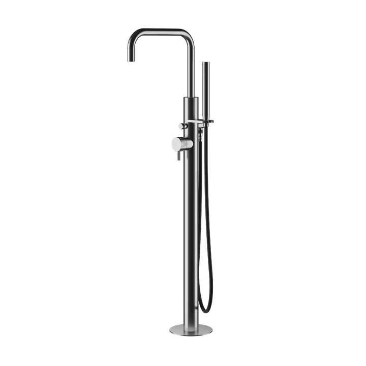 MGS Bagno Minimal Stainless Steel Floor mount Tub Spout with Handshower
