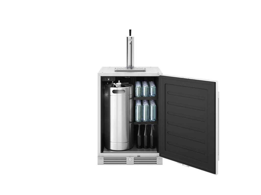 Zephyr Presrv Outdoor Kegerator And Beverage Cooler 24in Under Cabinet SSGlass Reverse Door 1 Zone