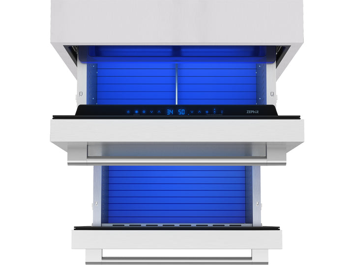 Zephyr Presrv Refrigerator Drawers 24" Compact Outdoor Dual Zone