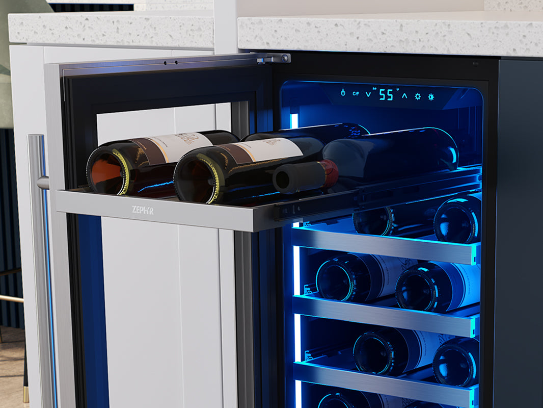 Zephyr Presrv Wine Cooler Stainless Steel Glass Rvs Door Single Zone