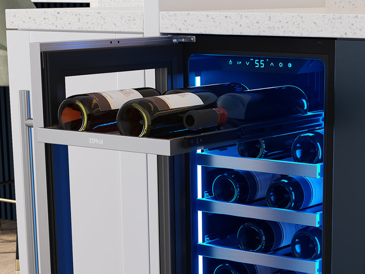 Zephyr Presrv Wine Cooler Stainless Steel Glass Rvs Door Single Zone