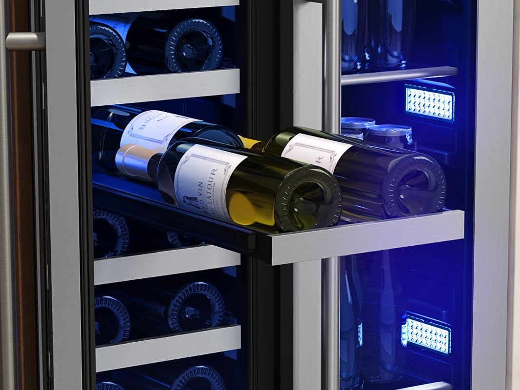 Zephyr Presrv Wine And Bev Cooler 24in UC Stainless Steel Glass French Door