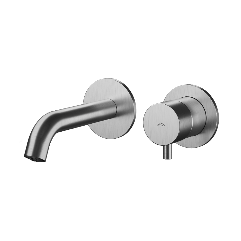 MGS Bagno Minimal Short Two hole Stainless Steel Wall mount Basin Faucet