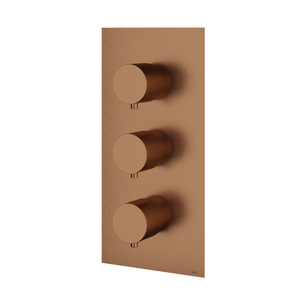 MGS Bagno Minimal Stainless Steel Thermostatic Trim with Two Volume Controls / Two way Diverters