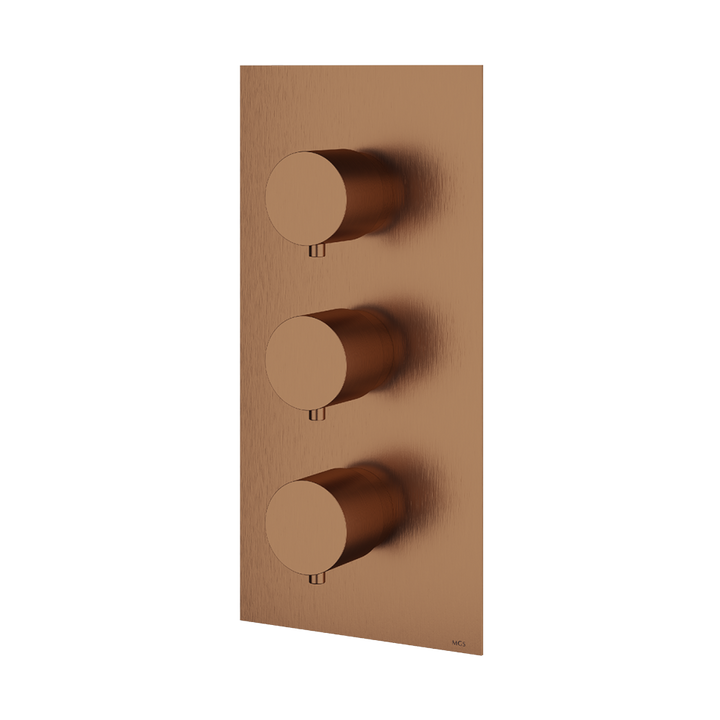 MGS Bagno Minimal Stainless Steel Thermostatic Trim with Two Volume Controls / Two way Diverters