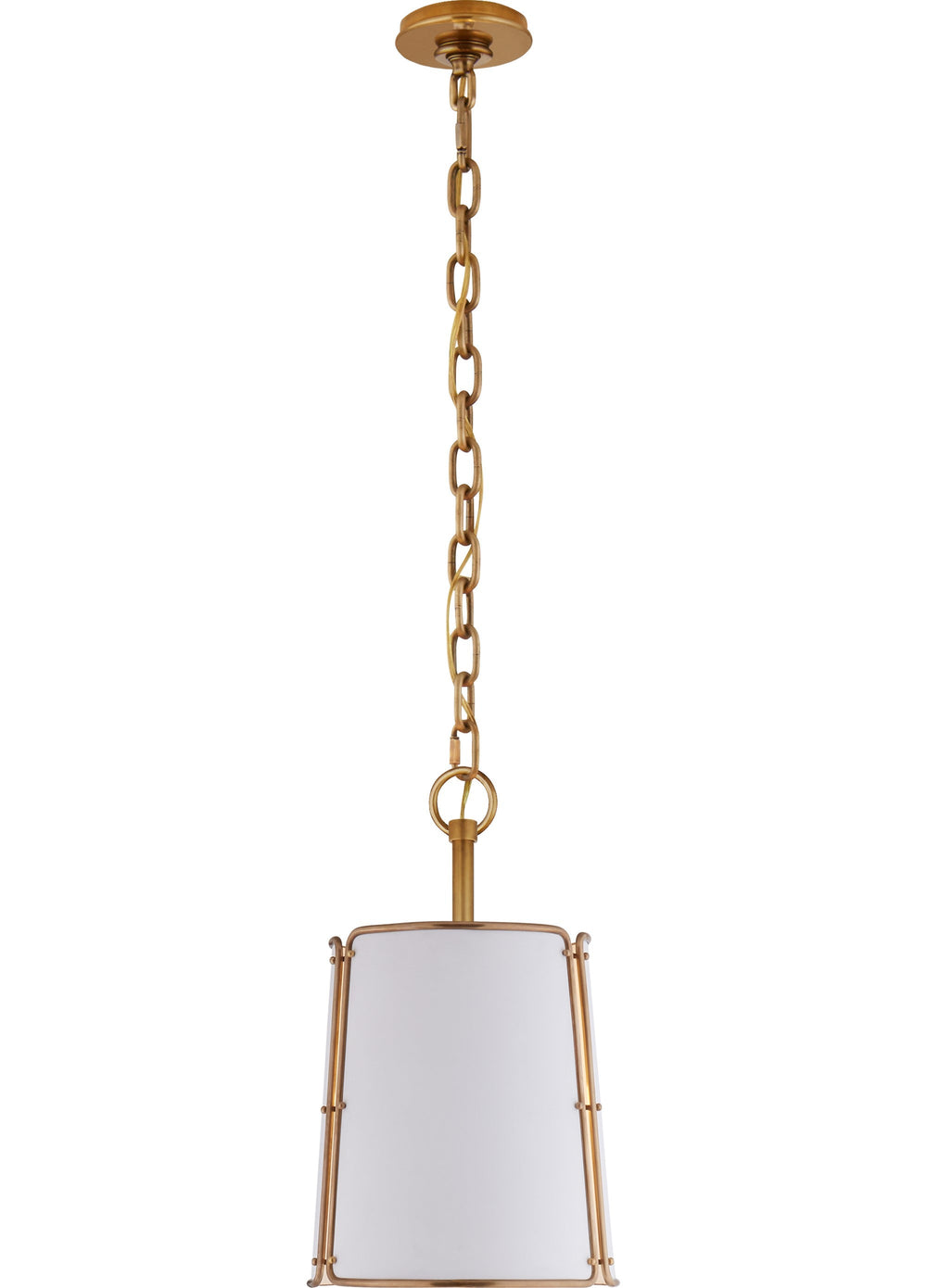 Visual Comfort Signature - S 5645HAB-WHT - One Light Pendant - Hastings - Hand-Rubbed Antique Brass