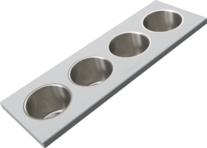 The Galley Upper Tier Garnish Board with Four Stainless Steel Bowls