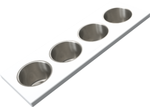The Galley Upper Tier Garnish Board with Four Stainless Steel Bowls