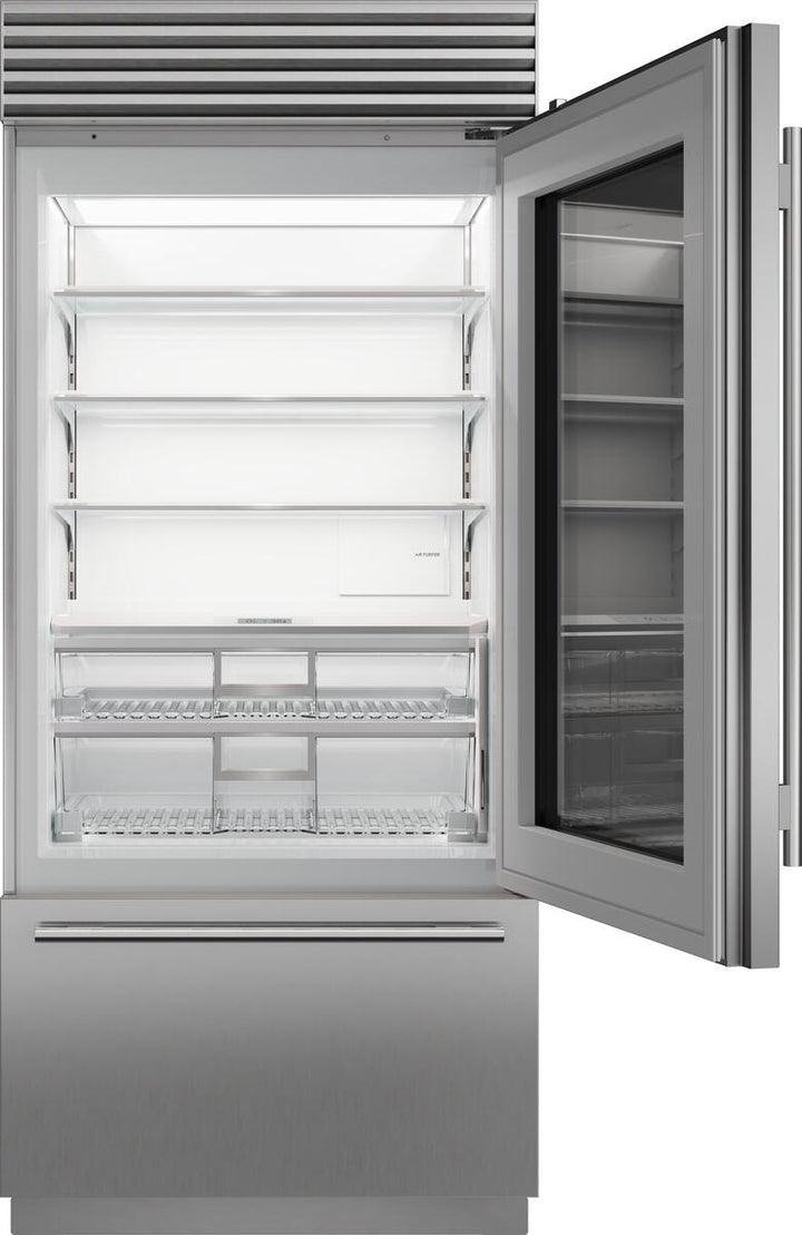 Sub-Zero Refrigerator, 36" Built-in Over-under Glass Door Stainless Steel