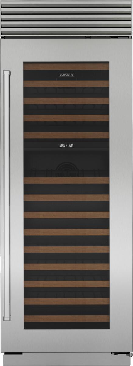 Sub-Zero Refrigerator, 30" Wine Storage Glass Door Stainless Steel